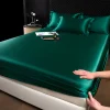 Simple solid color silk fitted sheet and pillowcase three-piece set