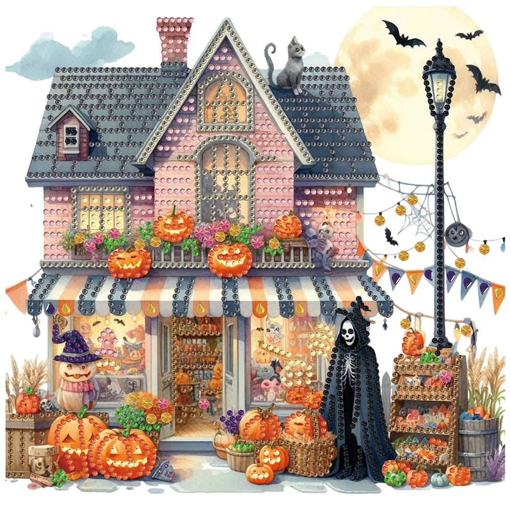 Diamond Painting - Partial Special Shaped Drill - Halloween House(Canvas|30*30cm)