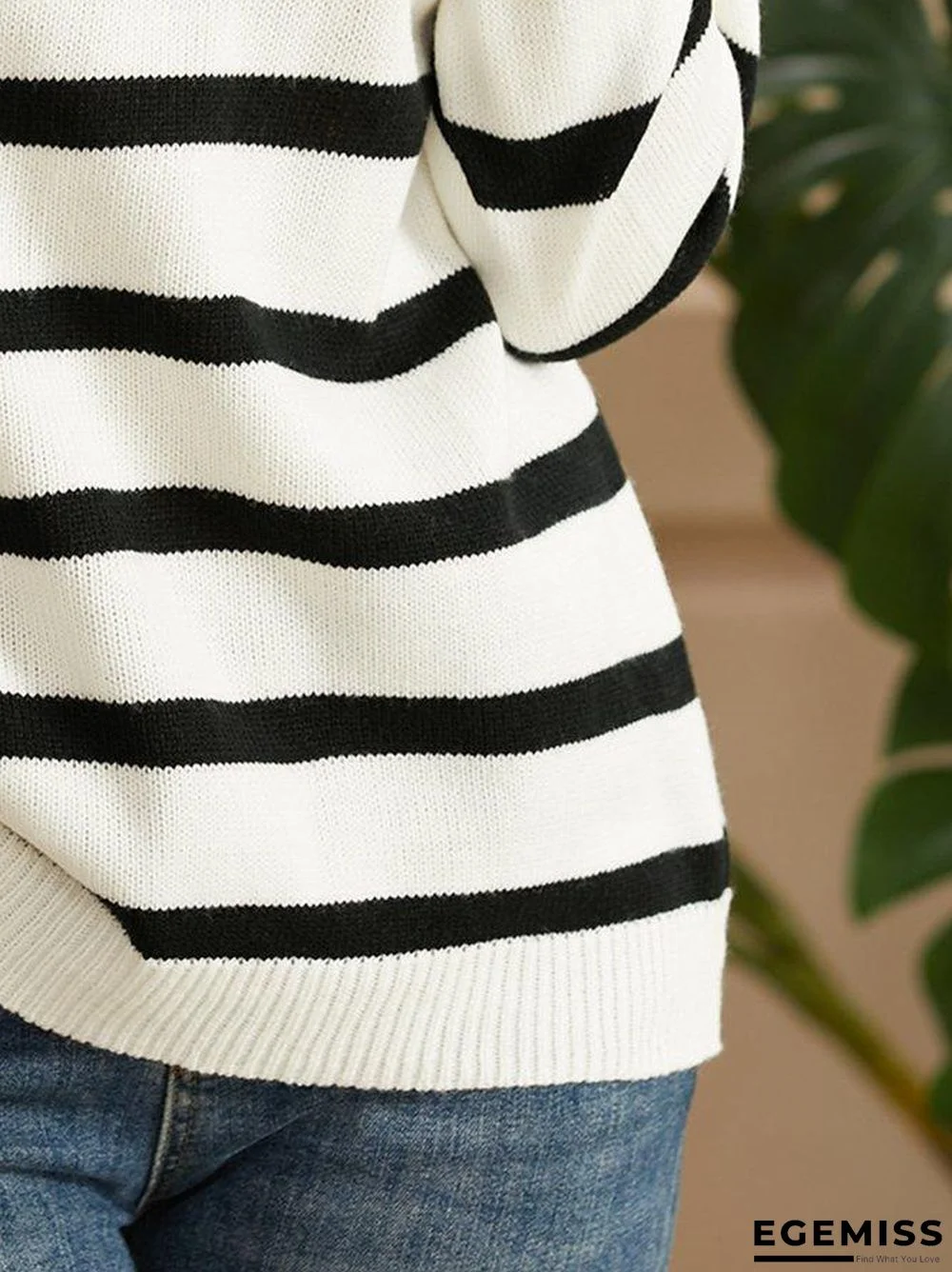 Casual Long Sleeve Striped Sweater | EGEMISS