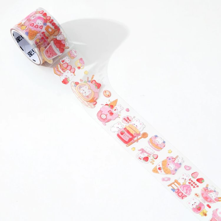JOURNALSAY 30mm*300cm Cute Bunny Cartoon PET Washi Tape DIY Journal Material Scrapbooking Decoration
