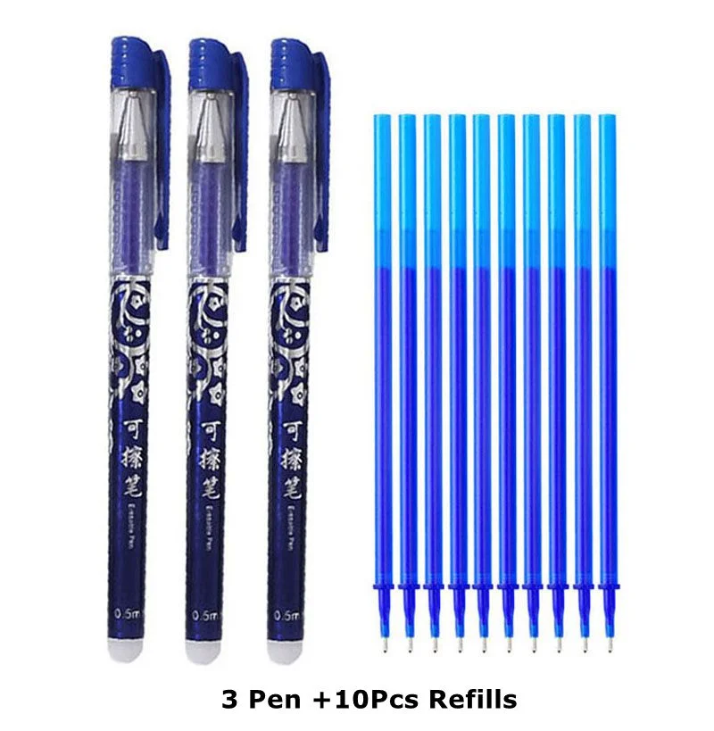 Erasable Pen Refills Rod Set 0.5mm Needle/0.7mm Bullet tip Washable Handle Erasable Ballpoint Pen for School Pen Writing Tools