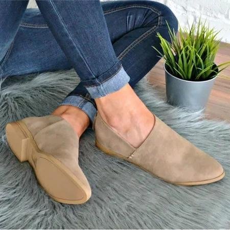Women PU Ankle Boots Simple Comfort Classic Slip On Shoes -loafers