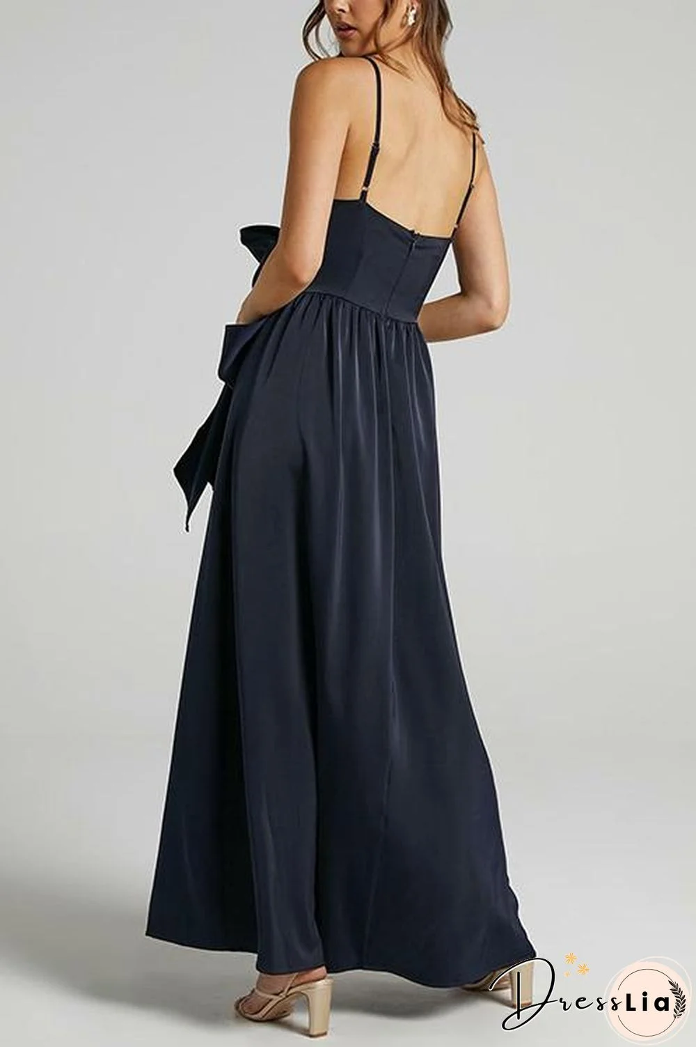 Bow Tie Slit Slip Maxi Dress