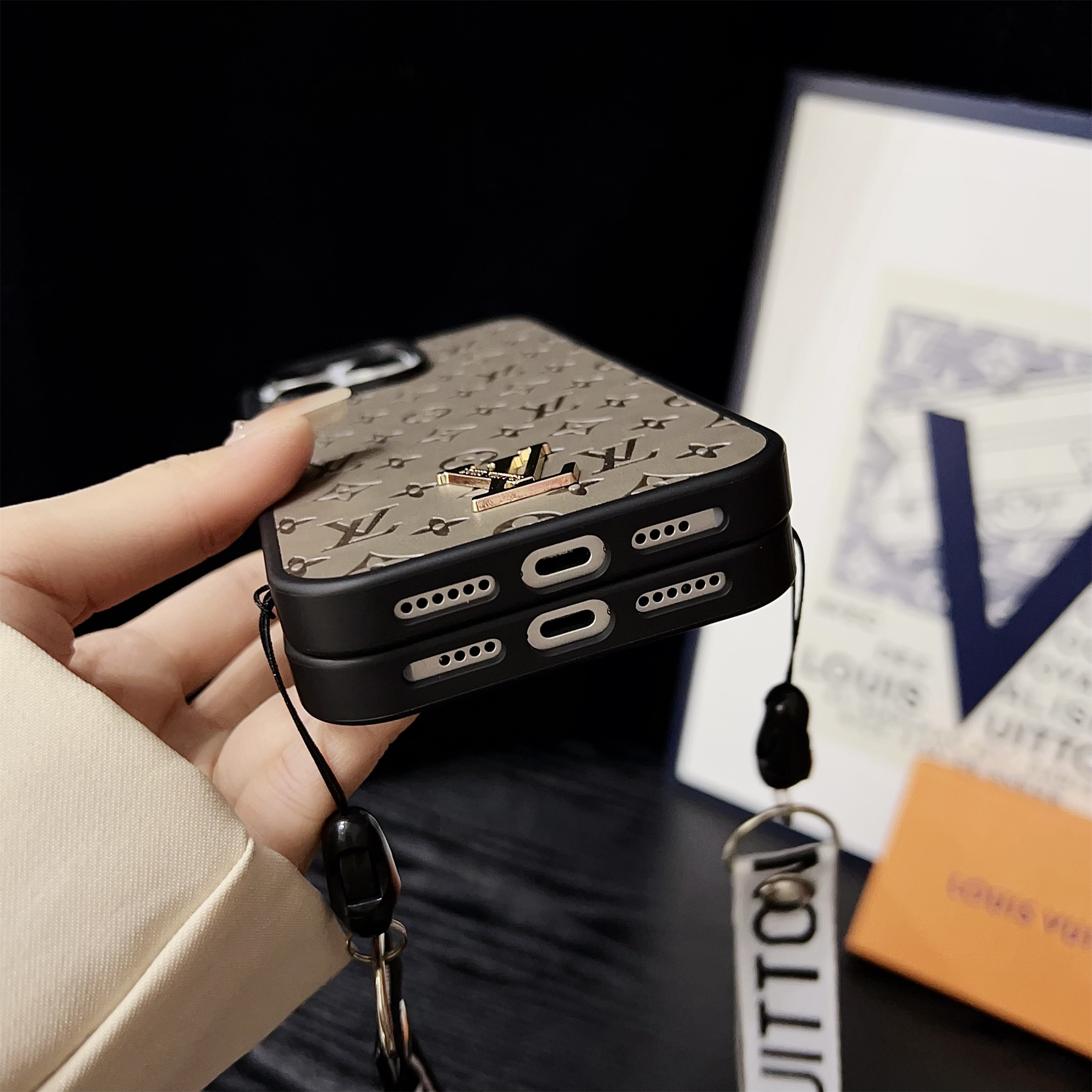 LV Elegant Bracelet Monogram 3D Embossed Soft-touch Leather Apple iPhone Case Samsung Galaxy Cover