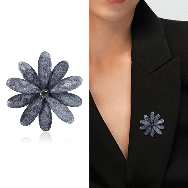 Minimalist Pin Flower Alloy Inlay Acrylic Women’s Brooches