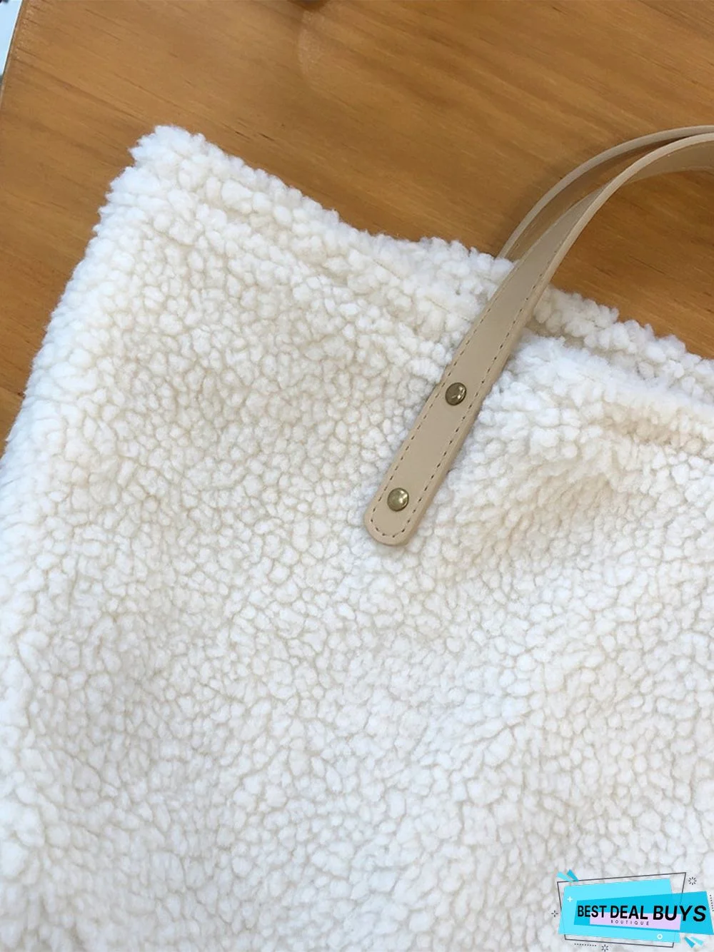 Pure Color Lambswool Large Capacity Handbag