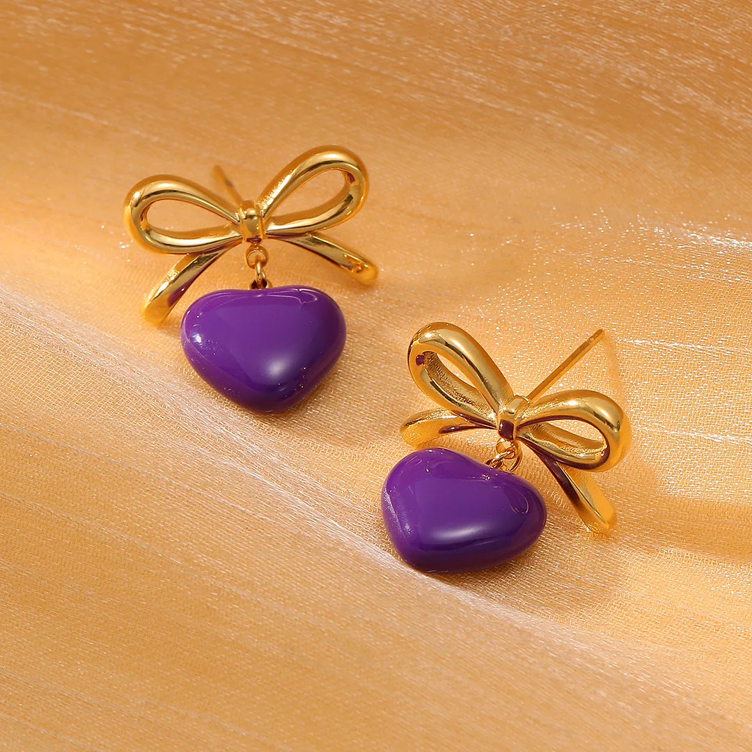 Bow Heart Earrings