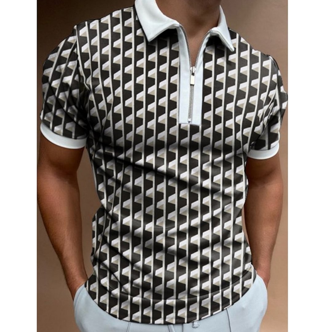 Black White Fashion Short-sleeved Polo Shirt-Compassnice®
