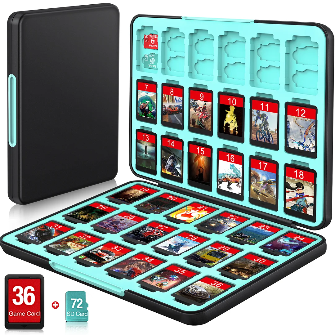 DinoFire Switch Game Holder for Nintendo Switch Game, Switch Game Card Case Holder with 36 Slots Switch Cartridge Case Storage with Magnetic Clip & Soft Lining