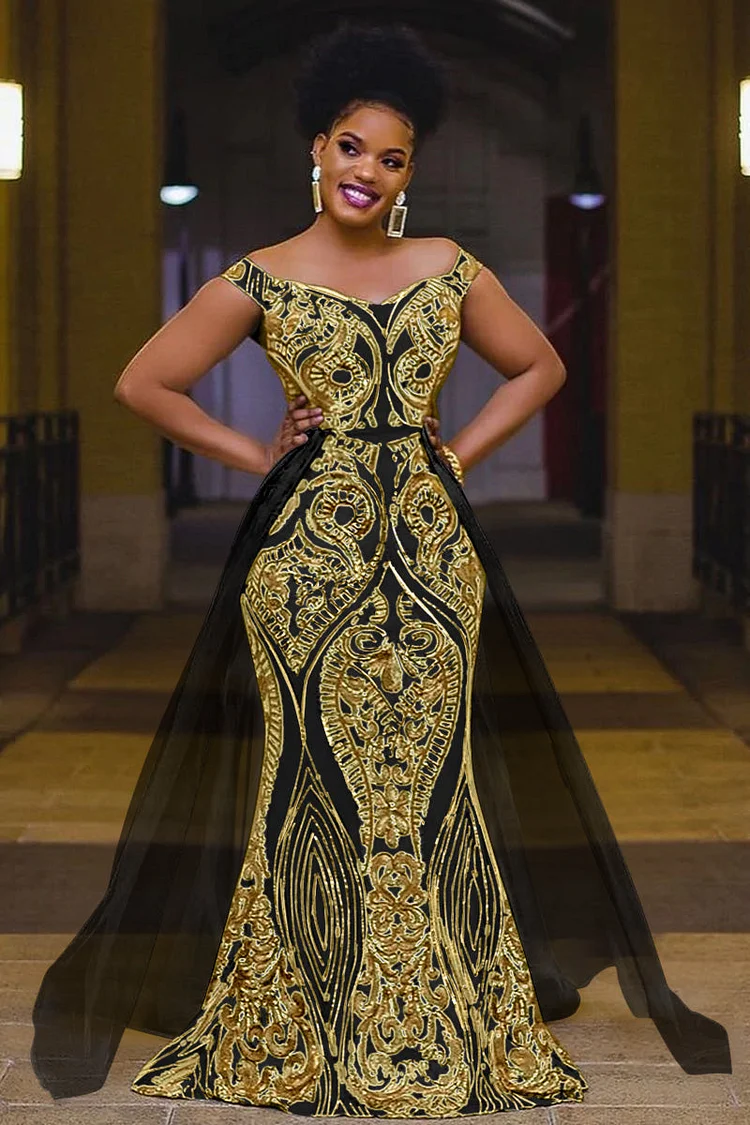 Xpluswear Plus Size White Formal Wedding Royal Appliques Sequin Off The Shoulder Tulle Mermaid Sweep Maxi Dress