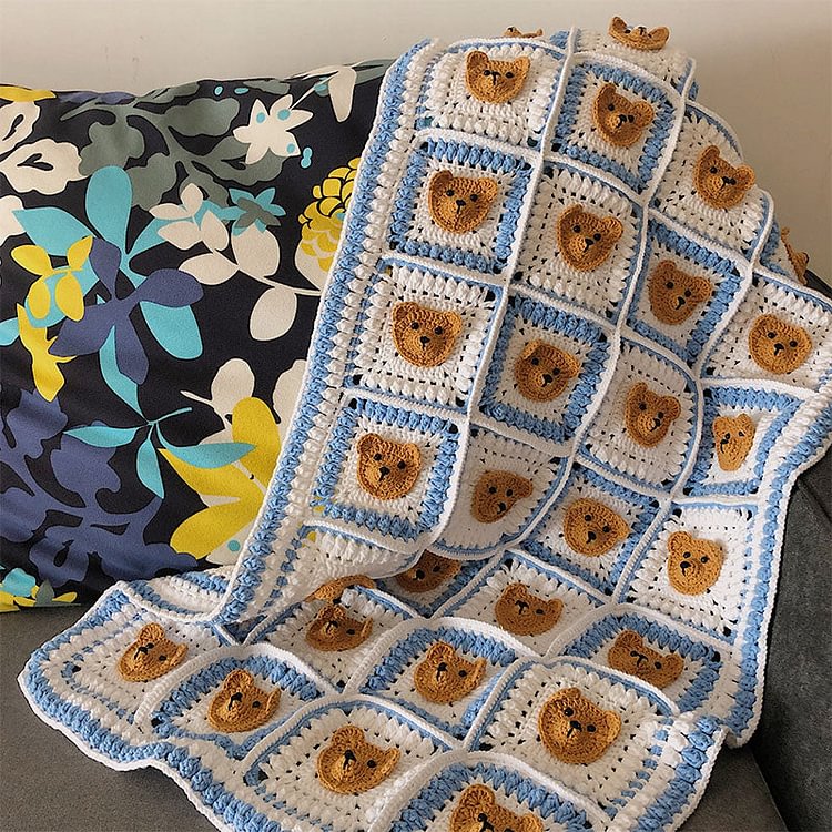 Hand Knitted Bear Blanket