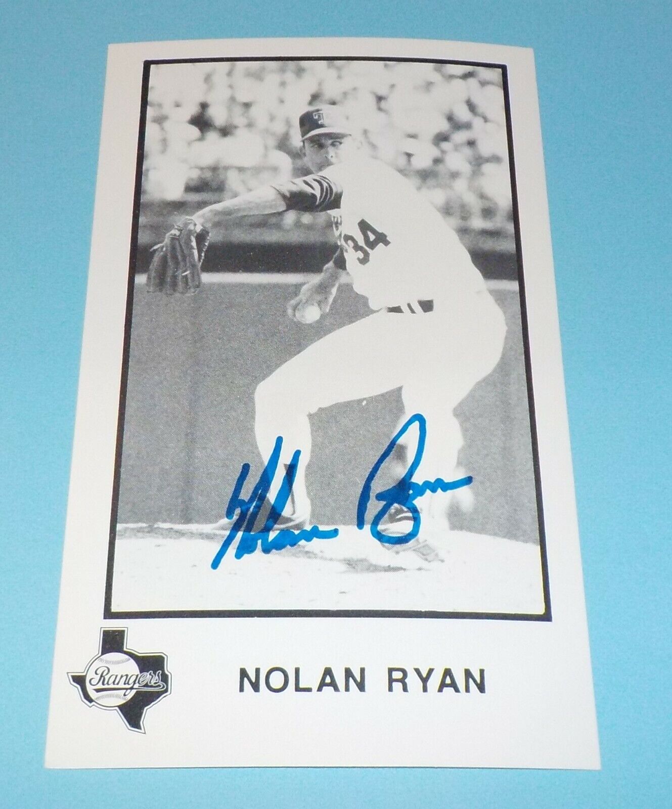 Nolan Ryan Signed Autographed 3 x 5 Photo Poster painting Texas Rangers HOF