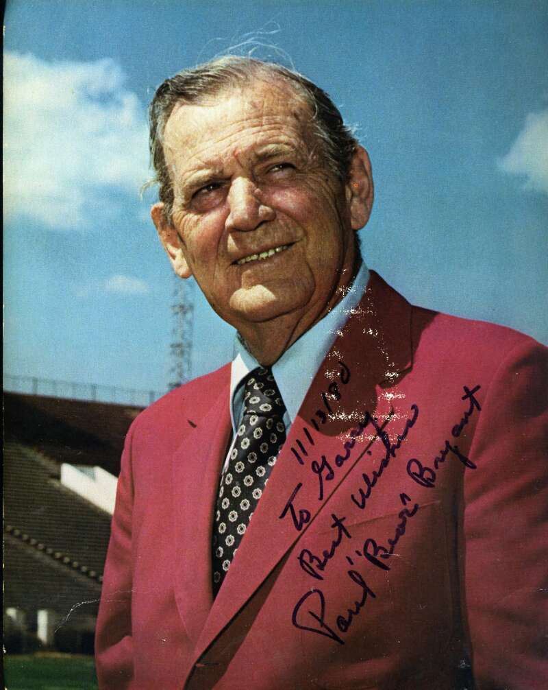 Paul Bear Bryant PSA DNA Coa Hand Signed 8x10 Crimson Tide Photo Poster painting Autograph