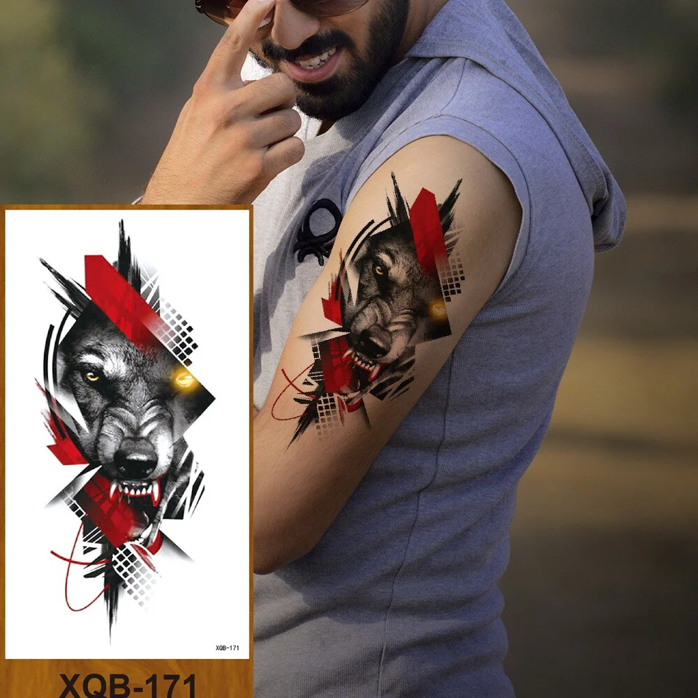 Temporary Tattoo Stickers Snake Bear Owl Fox Mermaid Tiger Wolf Lion King Men Women Girl Arm Body Chest Fake Body Leg Art Tatoo