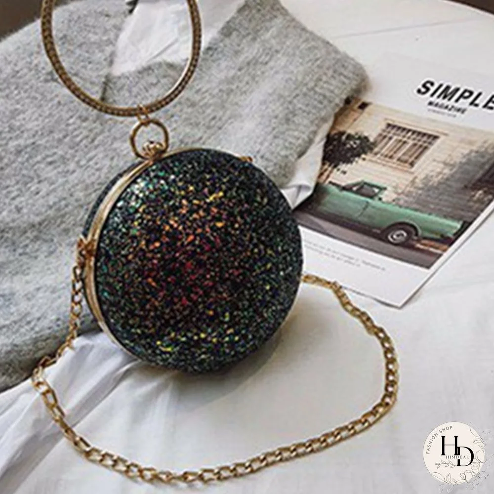 Pink Fashion Patchwork Round Crossbody Bag