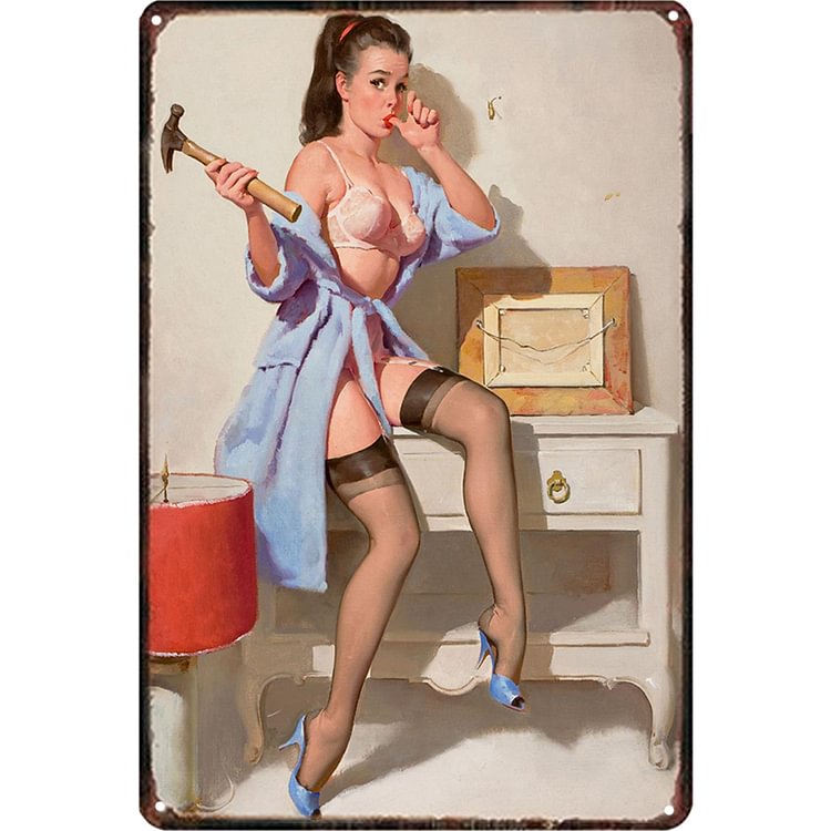 Pin up girl - Enseigne Vintage Métallique/enseignes en bois - 20*30cm/30*40cm