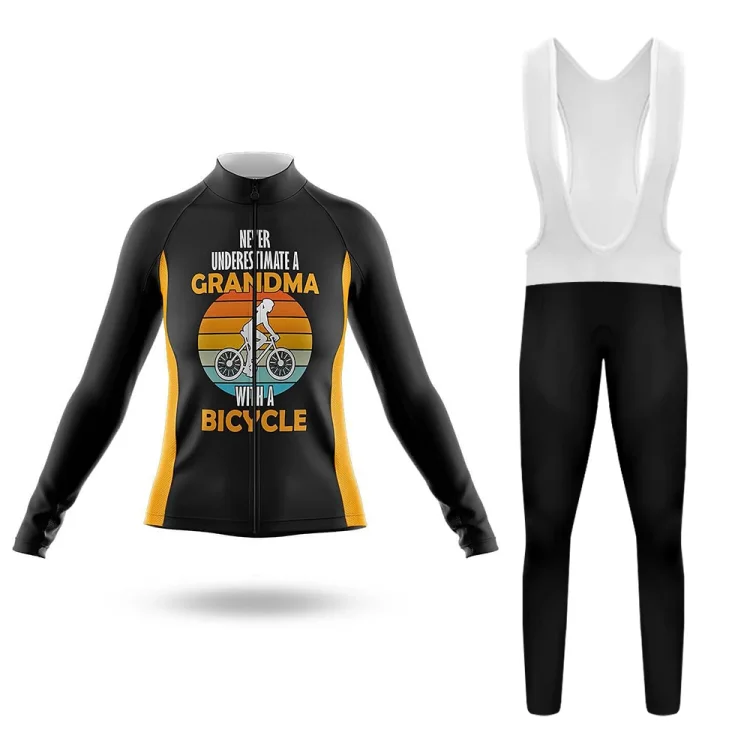 Never Underestimate A Grandma With A Bicyle Women's Long Sleeve Cycling Kit