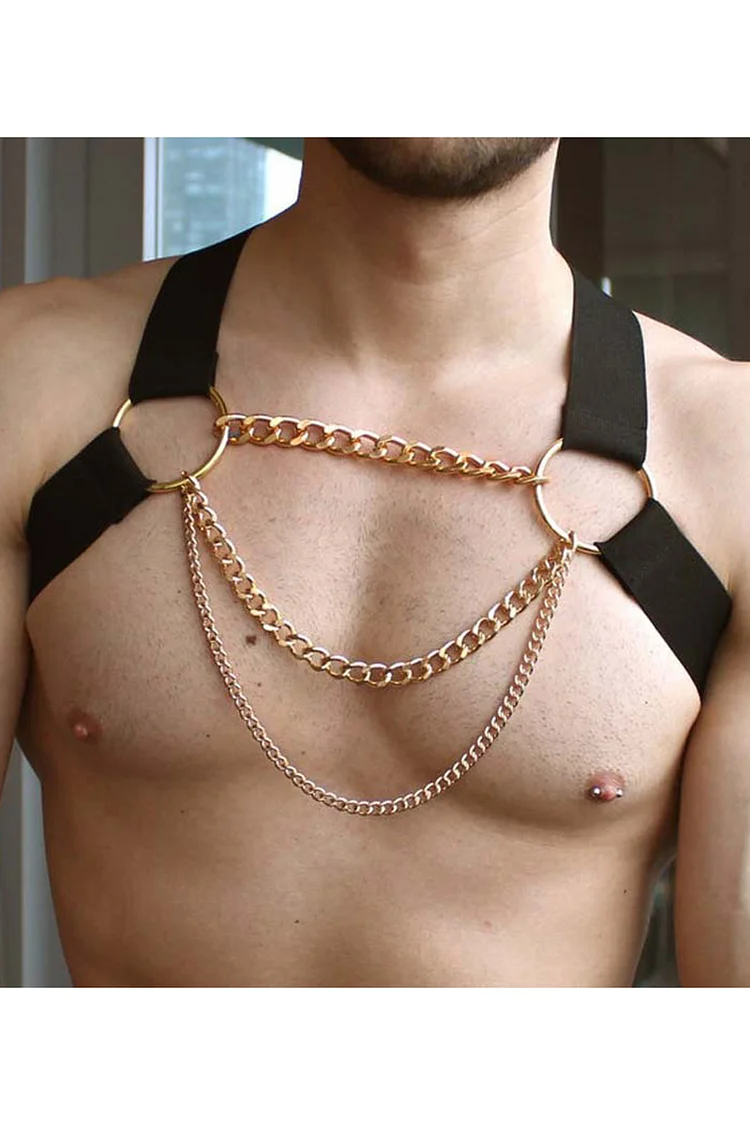 O-Ring Chain Patchwork Stretchy Shoulder Strap Body Harness