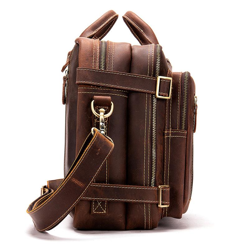 Multi-Functional Spacious Interior Comfortable Grab Detachable Sling Strap Genuine Leather Bag