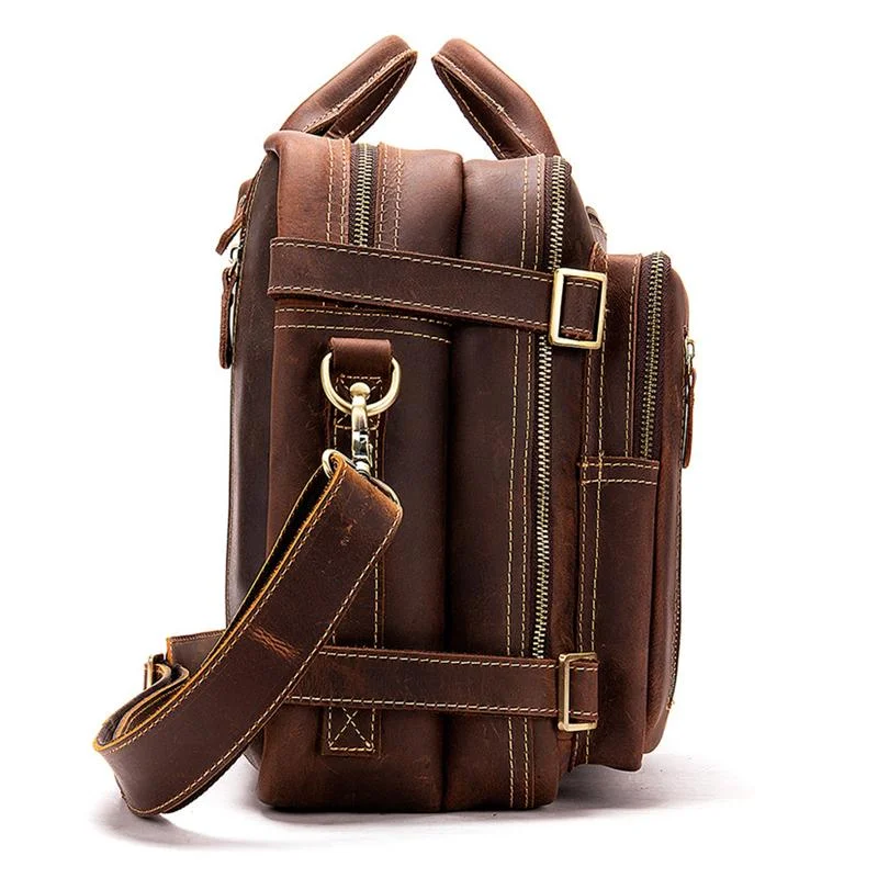 Multi-Functional Spacious Interior Comfortable Grab Detachable Sling Strap Genuine Leather Bag