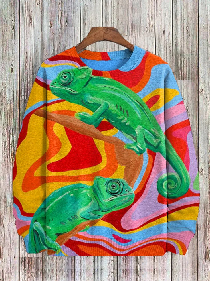 Men's Lizard Hippie Art Print Casual Sweatshirt