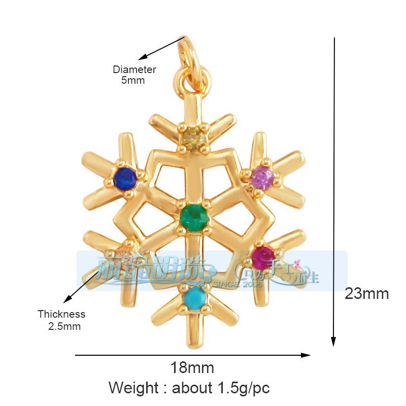 1 Piece Copper Geometric Heart Shape Snowflake Pendant Jewelry Accessories