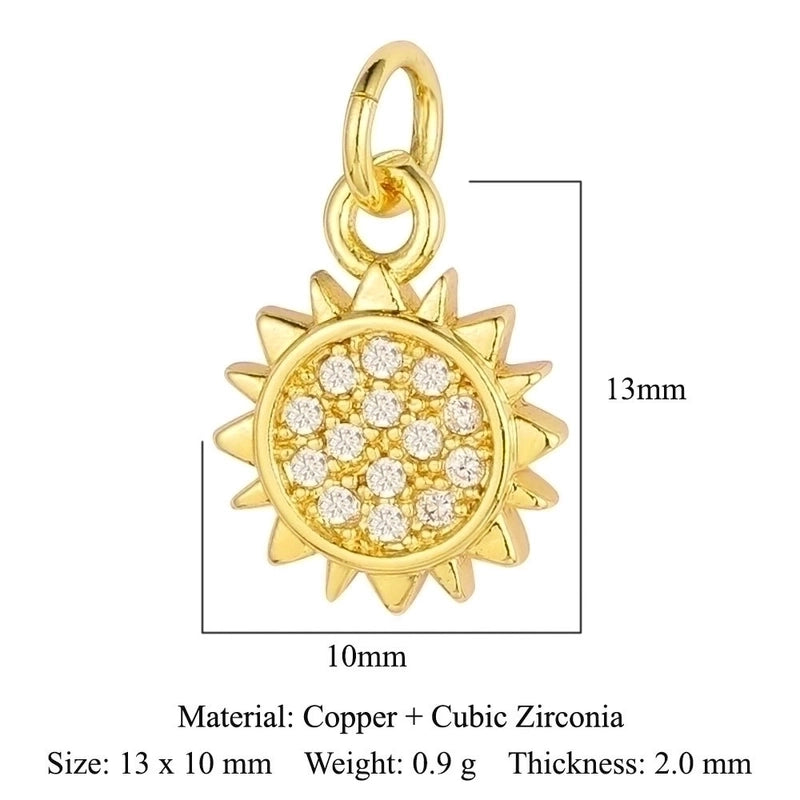 3 Pieces Sweet Pentagram Heart Shape Copper Plating Inlay Zircon 18k Gold Plated Charms Jewelry Accessories
