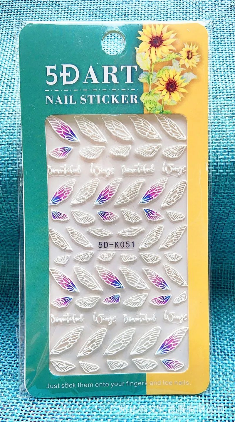 5D Embossed Nail Art Stickers Butterfly Rose Animal Design Flowers Lace Gel Decals Acrylic Engraved Sliders Manicure Art Decora-Nail Inspo