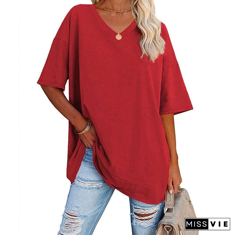 XS-8XL Spring Summer Tops Plus Size Fashion Clothes Womens Casual Short Sleeve Tee Shirts