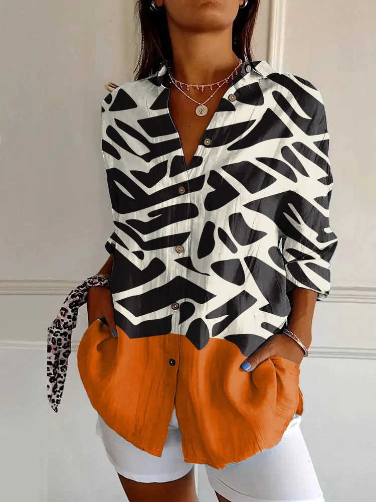 Vintage Abstract Art Casual Long-sleeved Shirt