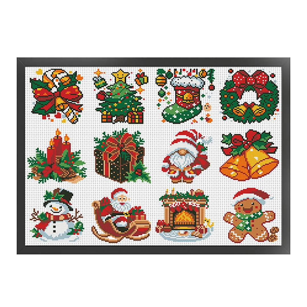 Christmas 12 Elements Partial 11CT DIY Stamped Cross Stitch Kits Gift 36x52cm