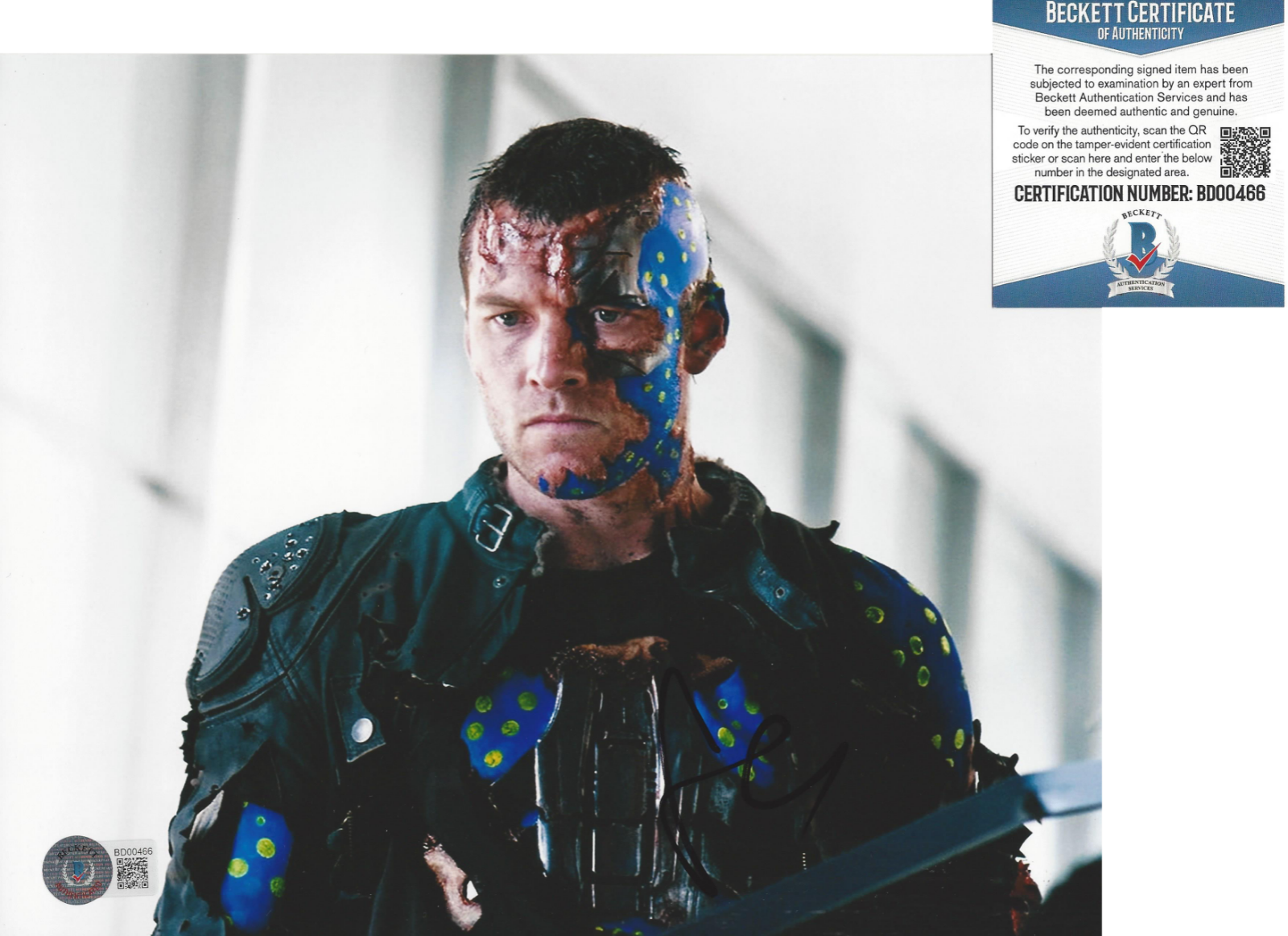 SAM WORTHINGTON SIGNED TERMINATOR SALVATION' 8x10 MOVIE Photo Poster painting B BECKETT COA BAS