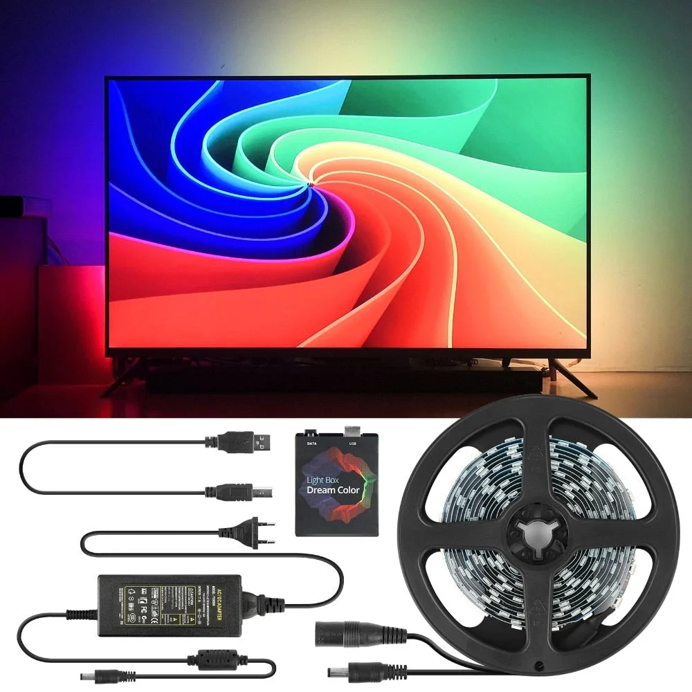 1/2/3/4/5m Ambient Android TV Backlight Dream Screen HDTV Computer Monitor USB LED Strip Addressable WS2812b LED Strip Full Set