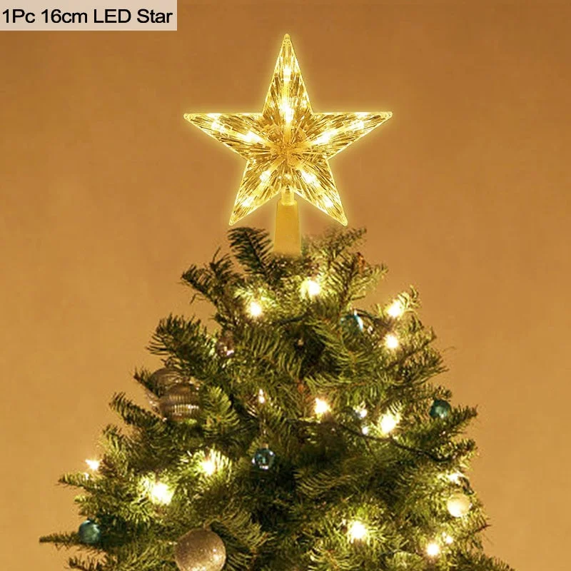 Christmas Tree Top Star LED Light Lamp Christmas Decorations For Home Xmas Tree Ornaments Navidad New Year 2022 Natal Noel