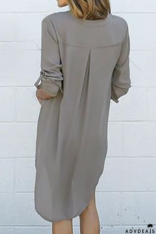 V Neck Asymmetry Design Casual Mini Dress