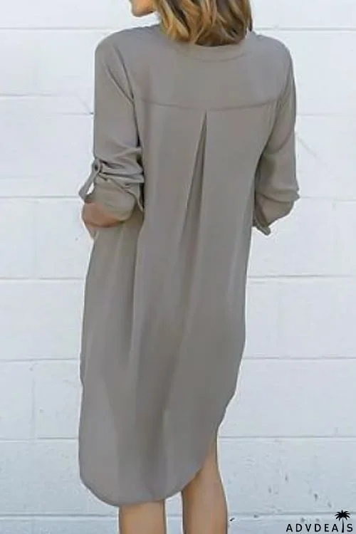 V Neck Asymmetry Design Casual Mini Dress