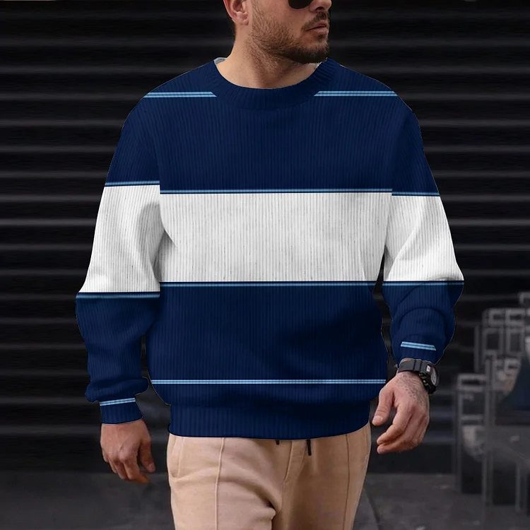 Men's Casual Printed Round-neck Sweater