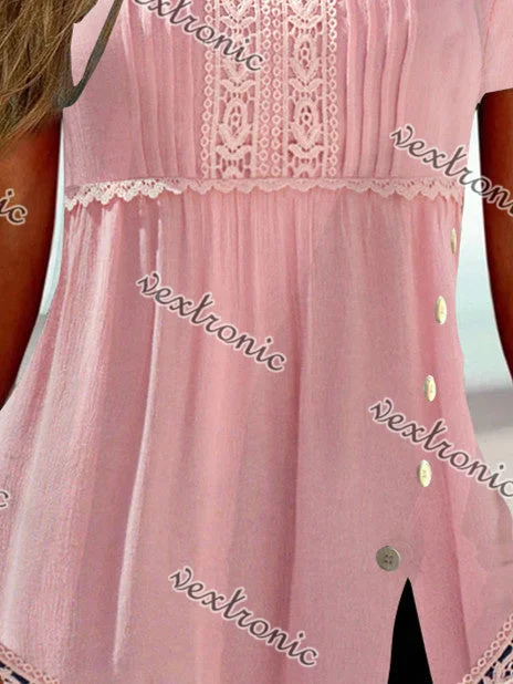 Women Short Sleeve U-neck Printed Tops