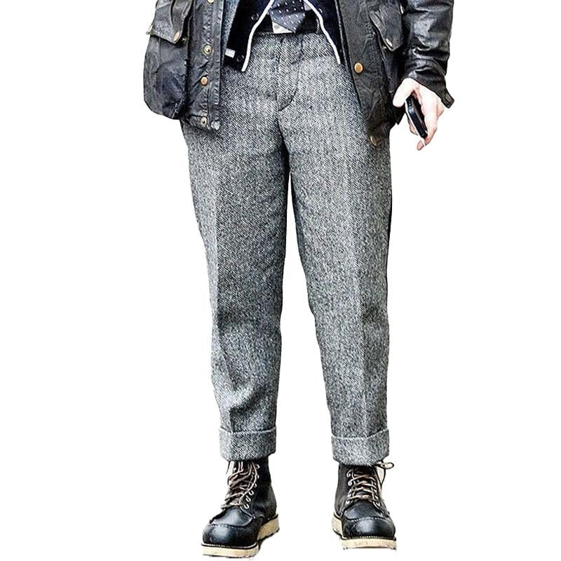 Men's Vintage Solid Color Straight Leg Trousers 57133091Y