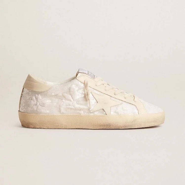 Golden Goose Super-Star Donna LTD de lentejuelas blancas con estrella de cuero y bordado