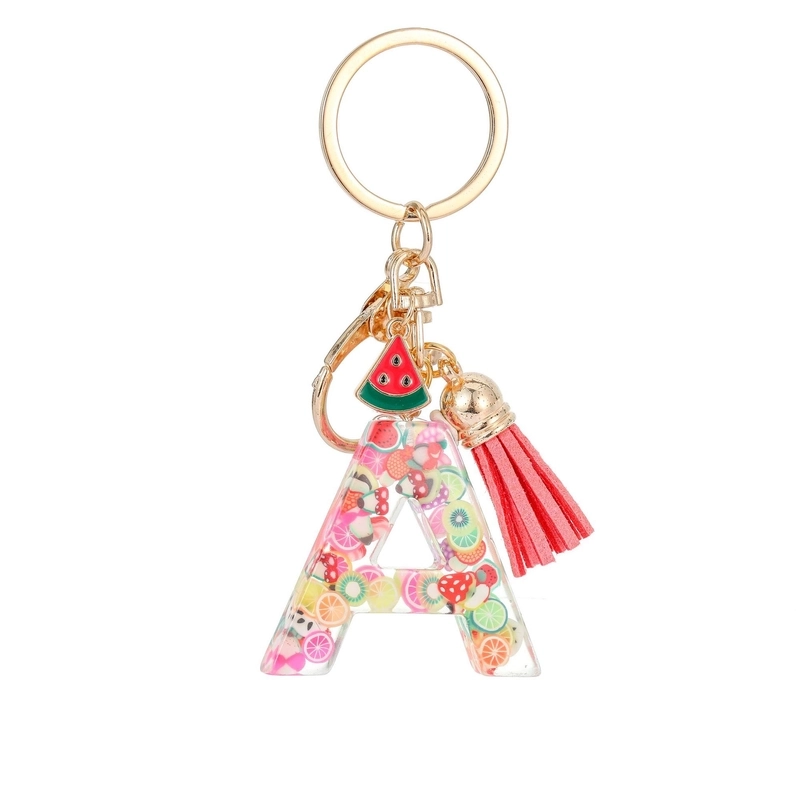Cute Letter Tassel Watermelon Resin Unisex Keychain