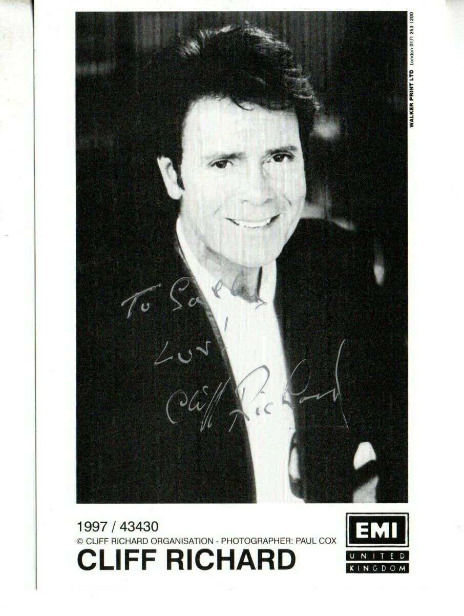 Cliff Richard Music Icon 1980's Hand Signed Autographed Promo Photo Poster painting Autographed