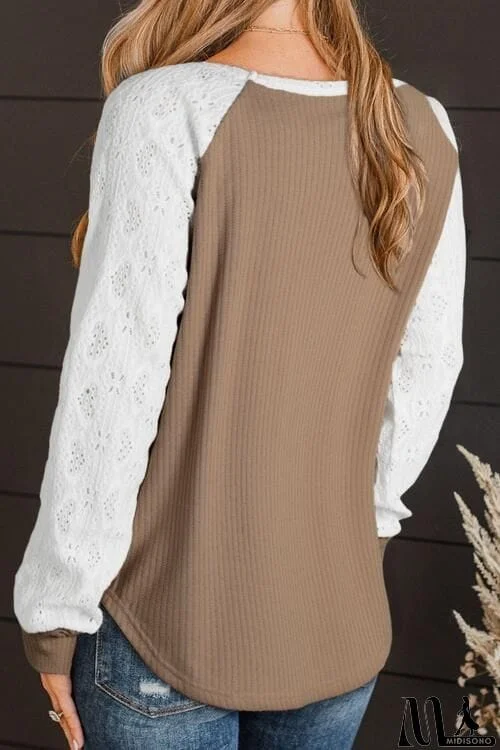 MidiSono - Color Block Raglan Sleeve T-Shirt