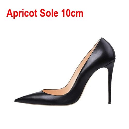 Classical Matte Black Pumps Woman High Heels Shoes 12cm Stilettos PU Leather Wedding Pointed Toe Shoes