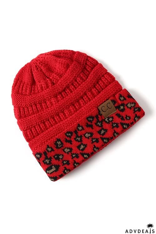 Animal Print Messy Bun Beanie