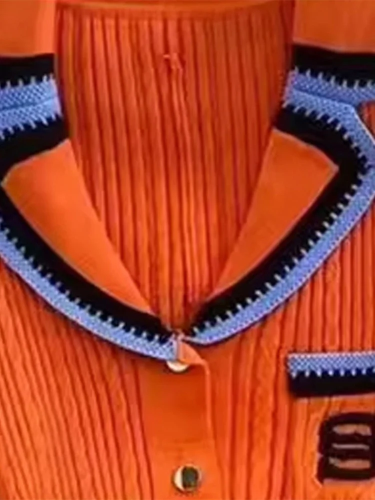 Fitvitalsupplement Elegant Letter Embroidery Single Breasted Knit Dress Fashion Turn-down Collar Short Sleeve Long Dresses 2025 New High Streetwear