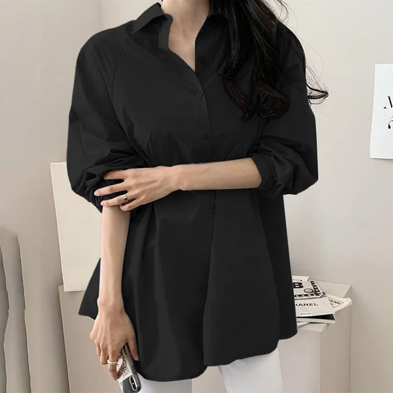 ZANZEA Women Autumn Blouse 2022 Fashion Lapel Long Sleeve White Shirts Asymmetrical Tops Casual Solid Buttons Blusas