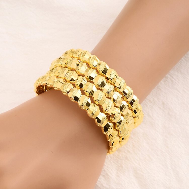4pcs/Set Dubai Gold Color African Bridal Wedding Openable Bangle For Women
