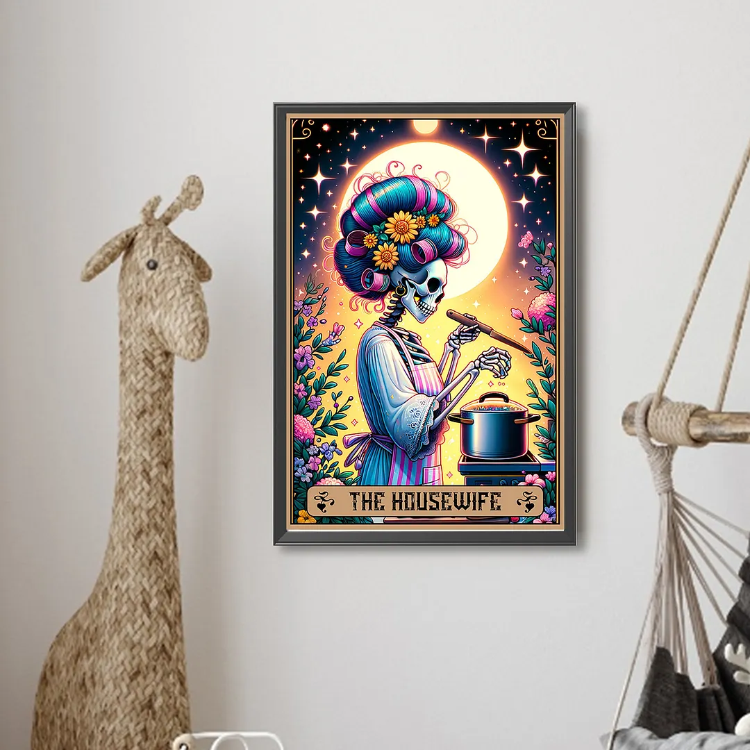 Skull Tarot Cards Full DIY 5D Round Drill Diamond Crystal Rhinestones Painting Kits for Adults/Beginners Gift Idea Home Wall Decor 15.75x23.62inch