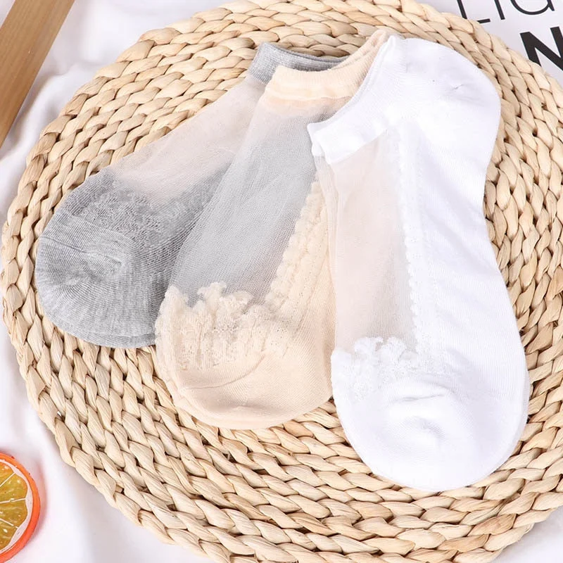 3 Pairs New Elegant Women Girls Cotton Comfortable Solid Dot Spring Summer Wear Low Ankle Invisible Elastic Short Socks